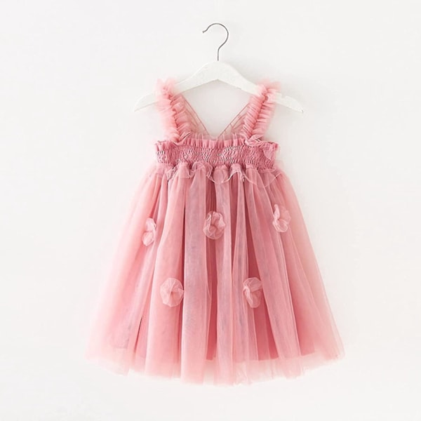 Sommerfugl Ving Fe Tulle Prinsesse Kjole for Småbarn Jenter Dansefest 130CM Rosa