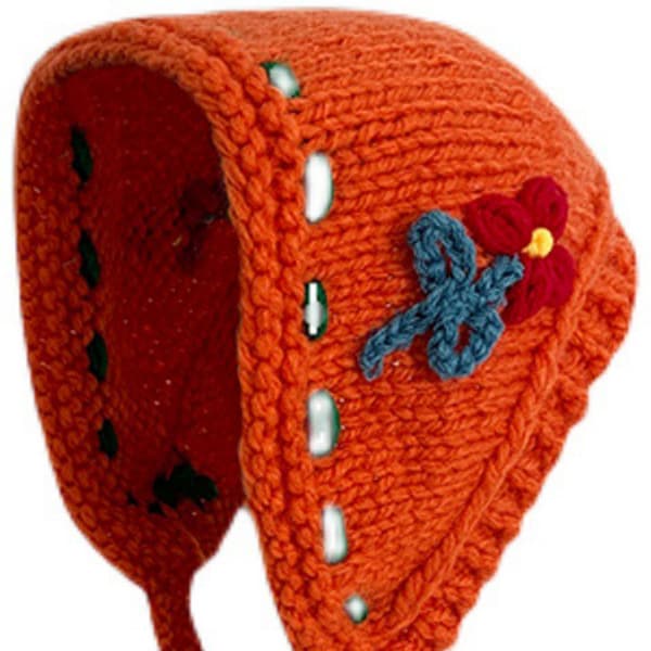 Strikket Ørehat Varmer Retro Håndlavet Efterår Vinter Ins Stil Søde Kvindelige Accessories Orange M(56-58cm)