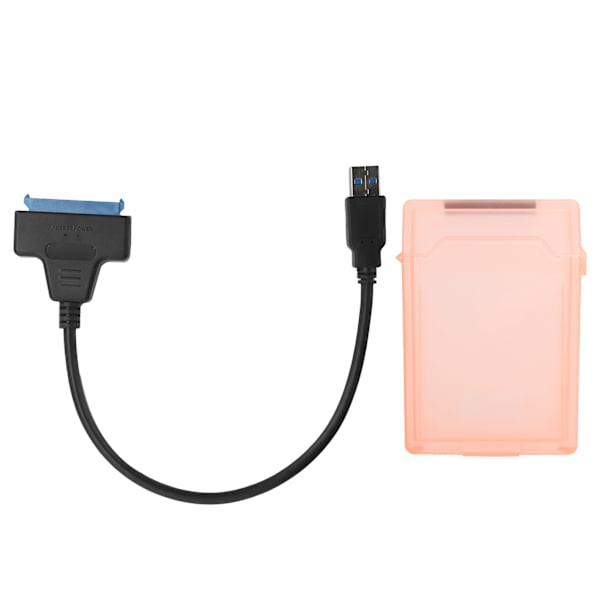 Harddiskadapterkabel 2,5 tommers SATA USB3.0 HDD/SSD konverteringskabel med beskyttelsesboks rød