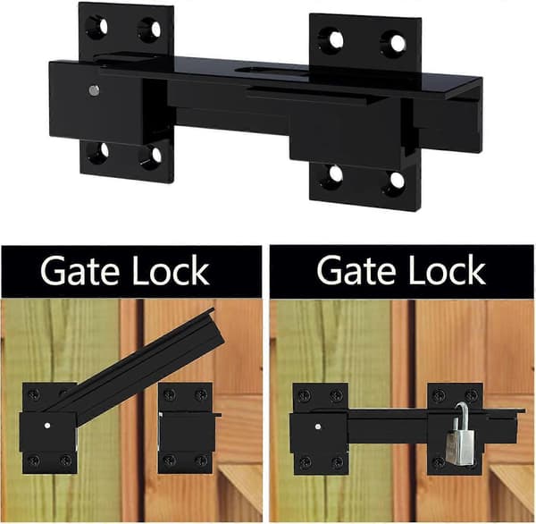 Reversible Gate Latch with Padlock Hole, Adjustable Aluminum Alloy Door Lock for Barn Door