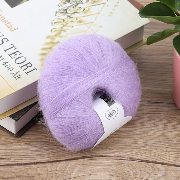 Blødt mohair strikkeuldsgarn DIY sjal tørklæde Hækletrådsartikler (lilla)
