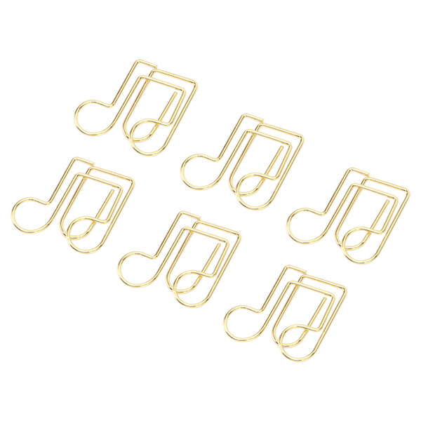 100 stk formede papirclips Forhindrer glidning Søde dekorative metal små papirclips til dokumentnotesbog Gylden musiknote