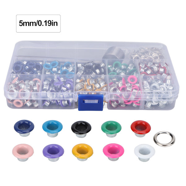 Färgglada 5 mm Grommet Tool Kit för klädmodifiering