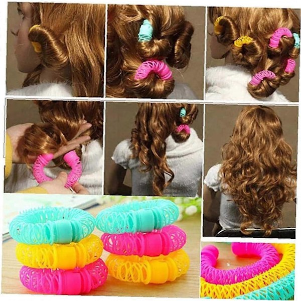 8 STK. / PAKKE Magisk Donut Krøllejern Cirkel Spiral Plastik Hårkrøller Ringlets Bølge Frisure Maker DIY Hårkrølle Værktøj