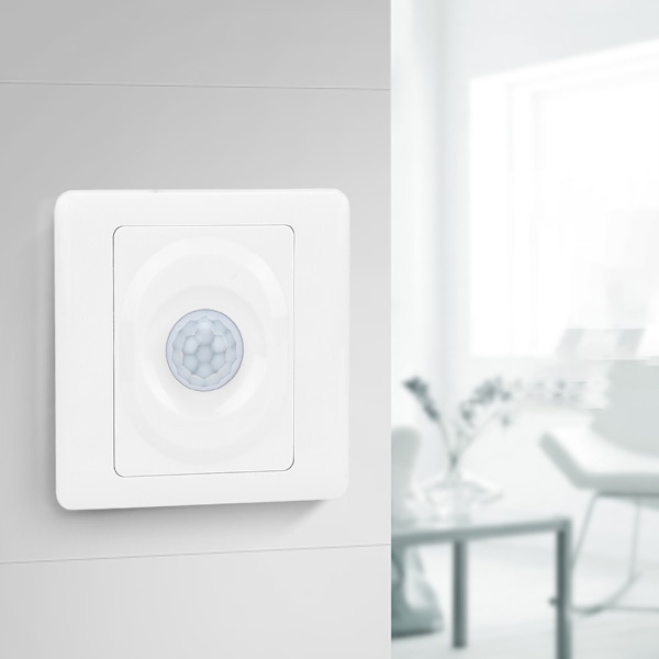 ABS Høj følsomhed Justerbar forsinkelse Infrarød PIR Bevægelsessensor Kontrolkontakt AC180-250V