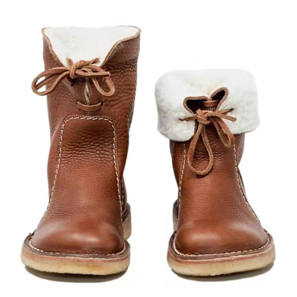 Dame Lace-up Fleecefôrede Snø støvler - Gul