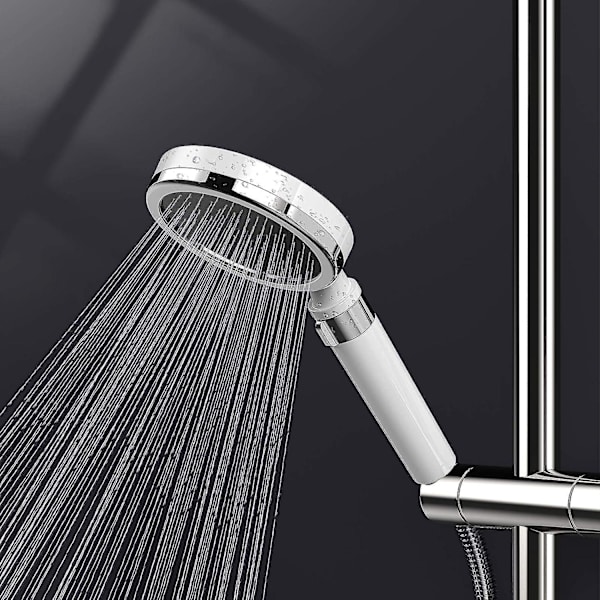 Högtryckshanddusch med 3 anti-kalkfilter och vattensparande vit design