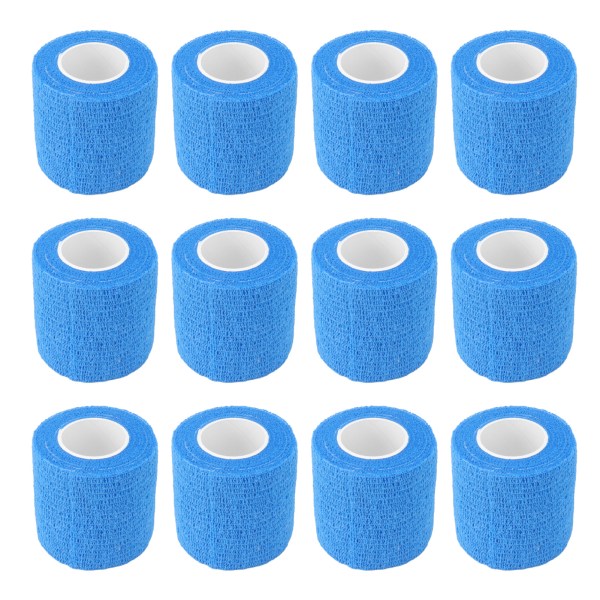 12-pack 4,5M elastiskt djurbandage, självhäftande bandage för reparation av kohorn, icke-vävt polyester, vattentätt för boskap, blått