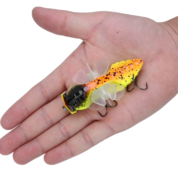 Hårde fisk lokke Bionic Cicada Shape fiskeagn med roterende spins Propel diskant krog 7,5 cmY238-4