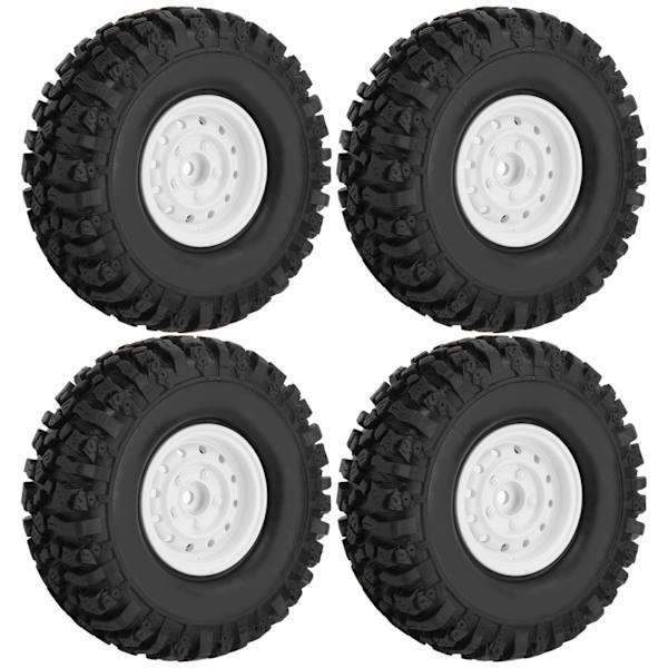4 kpl 1/10 kauko-ohjattavan auton 1,9 tuuman alumiinivanteet ja 115 mm kumirenkaat RC-lisävarusteet, valkoinen
