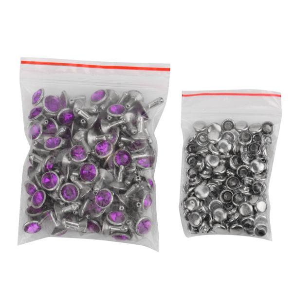 B Akryylitimantti 8mm Koristeellinen DIY-nappi Vaatetuslisävaruste 8mm Hopeanvärinen Reuna KristalliVioletti
