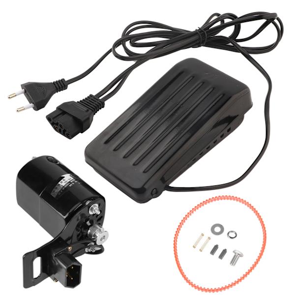 Husholdningsmotor for gammel symaskin CCW fotkontrollpedal Karbonbørstebeltesett EU-plugg 220V