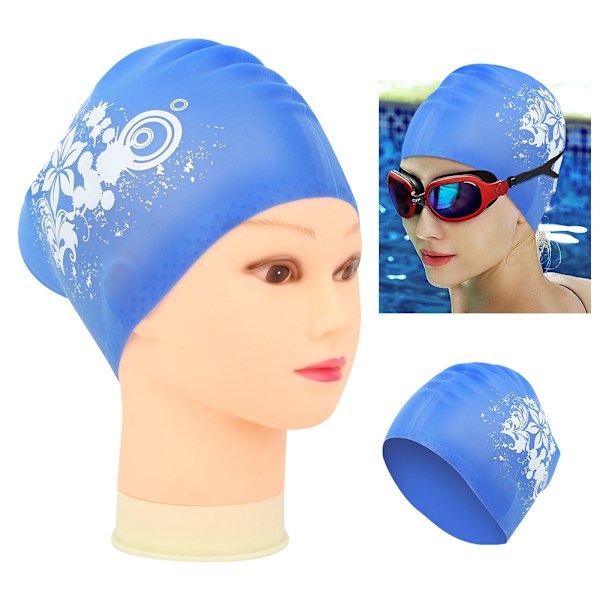 Cap för unisex långhårig cap med moderiktigt print (blå)