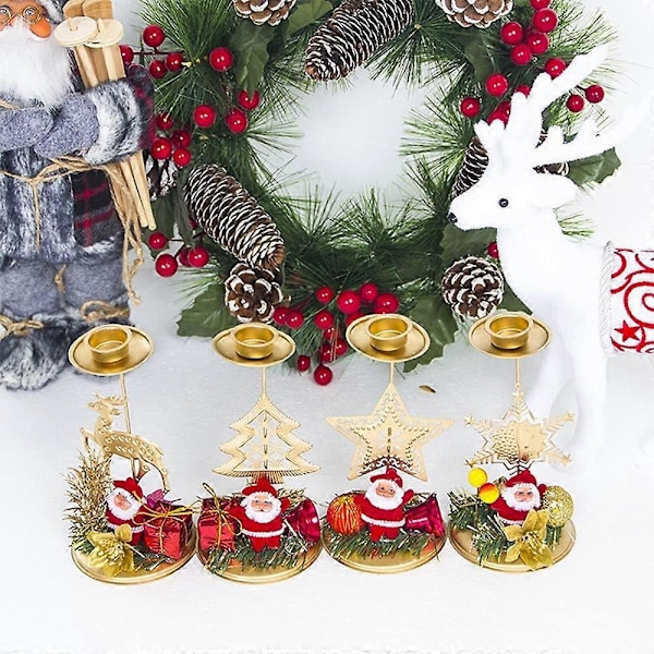 Julgransprydnad i smidesjärn, tomte, ljusstake, bordsdekoration, inomhus, högtid, vinterfest, bordsdekoration