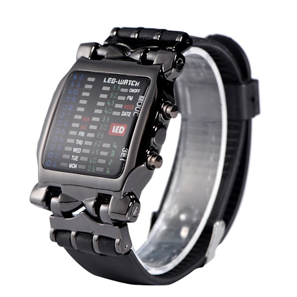 Mand Kvinde Elektronisk LED Ur PU ​​Rem Dato Funktion Armbåndsur