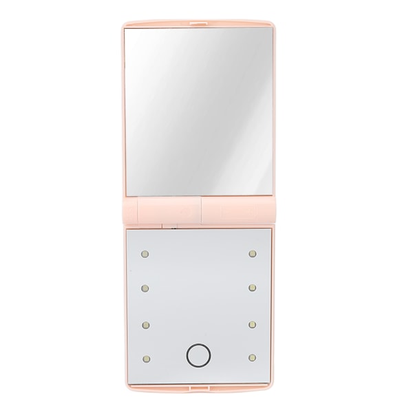 Oplyst makeup spejl LED dobbeltsidet bærbart foldbart følsomt touch kosmetisk spejl til hverdagen Pink