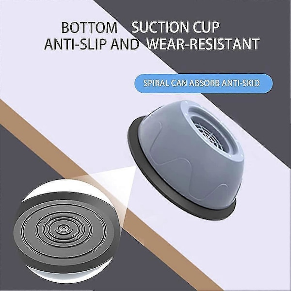 Universal 4-delt Vaskemaskine Fodpuder Anti-vibration Vaskemaskine Måtte - Skridsikre Gummipuder / Fødder Stabilisator Sokkel Zekai