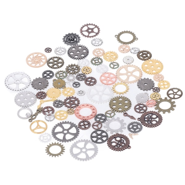 100g Steam Punk Gears DIY Colour Mixture Antique Metal Steampunk Gears Glamour Pendant Clock Watch Wheel Gear for Crafting