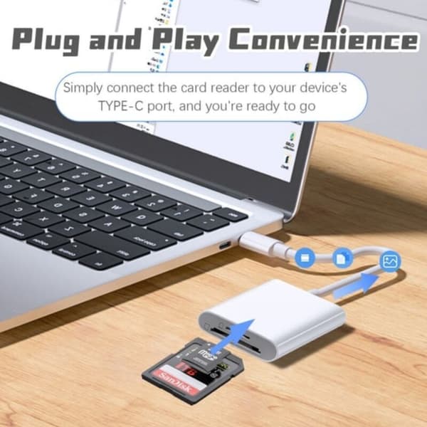 Dobbelt SD/TF USB-C kortlæser til hurtig filoverførsel