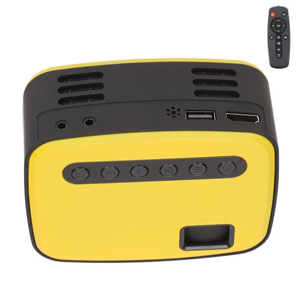 Miniprojektori 1920x1080P Mikro-USB-liitäntä 2W Kaiutin Musta Keltainen Kannettava Projektori Älypuhelimeen AV 100-240V EU-pistoke 100-240V