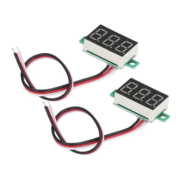 2 st Digital Voltmeter Spänningsmätare 3 Trådar 0.36in Grön LED-display DC0.00V‑30.0V