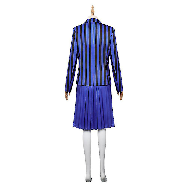 Wednesday Addams Cosplay Kostume til Kvinder, Piger, Børn - Skoleuniform Frakke og Nederdel Joy Sunday XXL