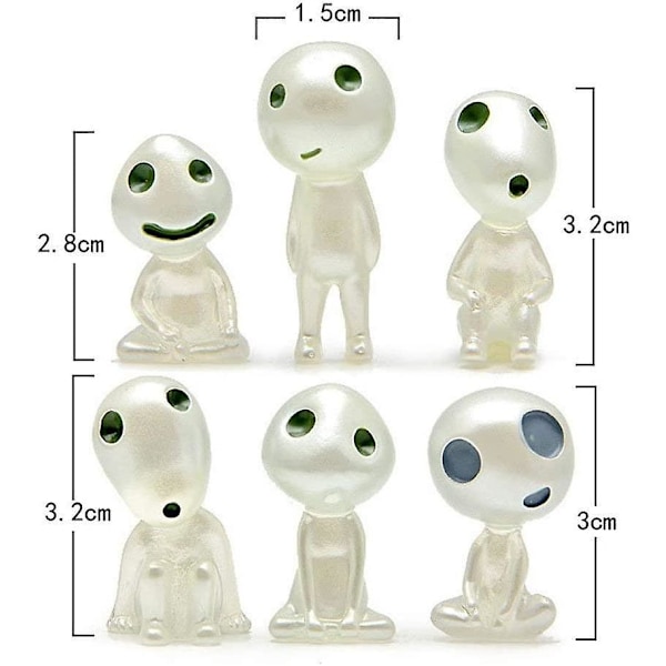 Princess Mononoke Lysande Trädälva Figurer Set om 6 - Trädgårdstillbehör för Utomhusbruk
