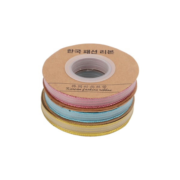 3 rullar presentglitterband 150yd 3 färger gyllene glitter jul metallband för presentförpackning hårdekoration