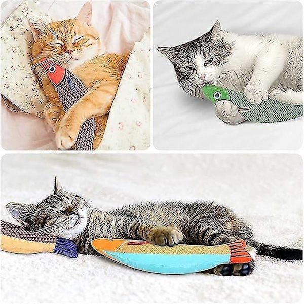 Kattmynta Leksak, Kattleksaker att Tugga på, Bittåliga Kattmyntaleksaker med Bjällra Inuti, Plysch Tecknad Kattunge Tandleksak Interaktiv Leksak Zekai 3 färger