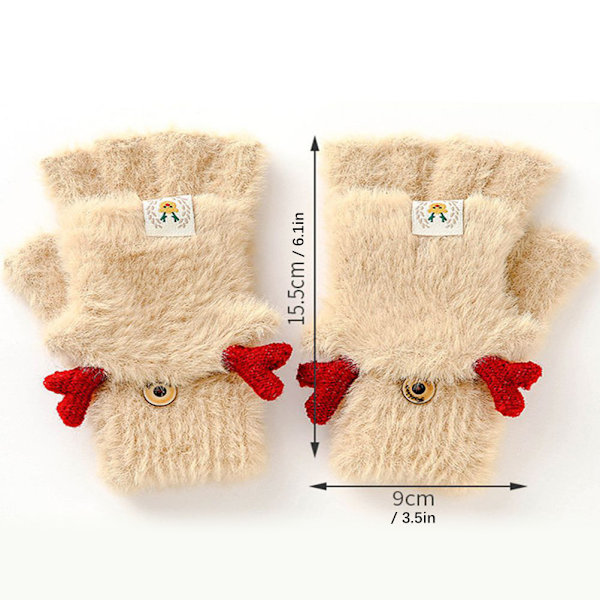 USB-oppvarmede vinterhansker Fingerless Hansker Pels Gevir Votter Faux Fur Varme Myke Hansker for Kvinner Menn