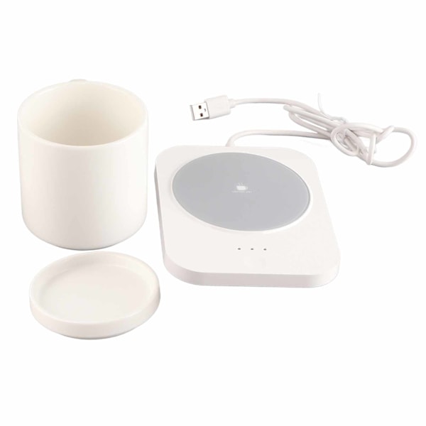 55℃ Mukikuppe Warmer USB-käyttöinen Maitokuppi Warmer 3 lämpötila-asetuksella Koti- ja Toimistopöydän Käyttöön Valkoinen