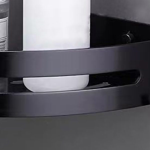Punch Free Dusj Oppbevaringshylle Aluminiumlegering Baderom Hjørne Oppbevaringshyller for Hjem Triangulær Svart