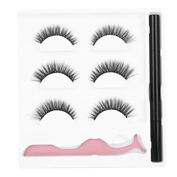3 par lösögonfransar flytande eyeliner set Vattenfast ögonmakeup-verktyg3D-02