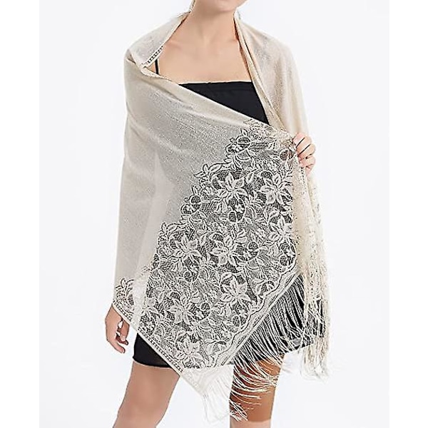 Elegant spets Pashmina för bröllopssjalar för kvinnor