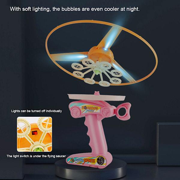 Bubbelmaskin Manuell Drag Plug Bubbelblåsare Flygande Disk Leksak med Ljus Sommar Utomhus Vattenleksaker Festpresenter för Barn Pojkar Flickor