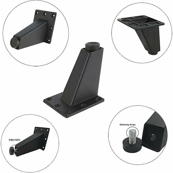 4 st Justerbara Möbelben i Metall Aluminiumlegering Förtjockade Ben Soffbord Sängbord Möbelben, Vit, 9,2 cm för Hemmabruk