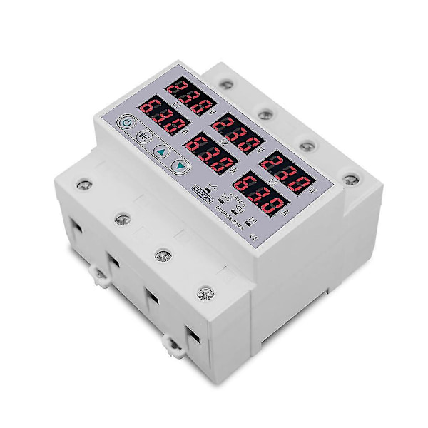 Tomzn Din-skena 3-fas Spänningsrelä 3p+n Voltmeter Amperemeter Över- och Underspänningsövervakningsreläer P