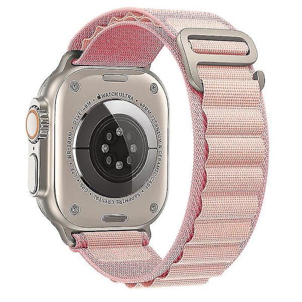 Alpine Loop Nylon Armbånd til Apple Watch Series 8/SE/7/6/3/5 42mm 44mm 45mm 49mm pink