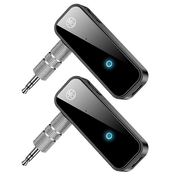 2-pak Bluetooth-modtager, Bluetooth-biljackadapter, 5.0 Bluetooth-sender, bærbar trådløs 3,5 mm Aux Bluetooth-adapter
