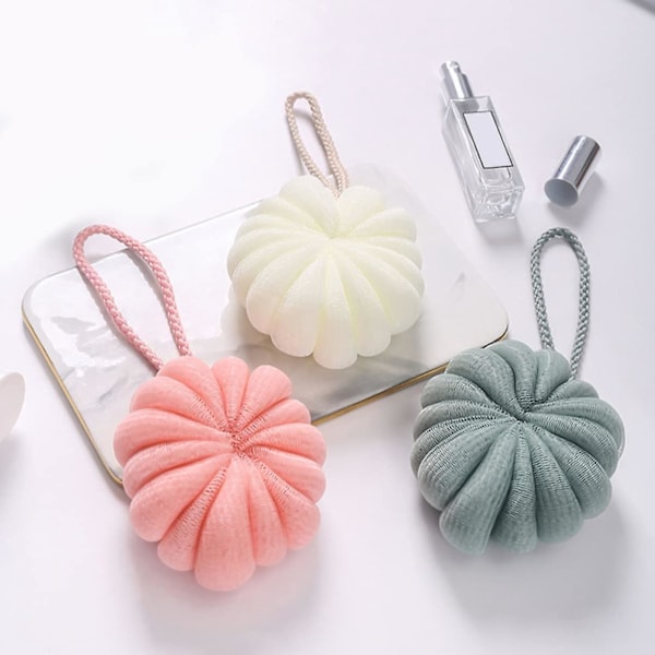 3 st Pumptvättsvamp Hem Skrubbar Badrum Rosa Löddrande Puff Använd Söt Bad Dusch för Hushåll