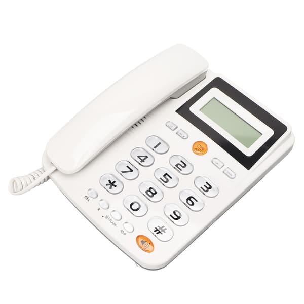 Fasttelefon med ledning, nummerpresentasjon, forsterket HD, håndfri samtale, justerbar lysstyrke, telefon med store knapper for eldre