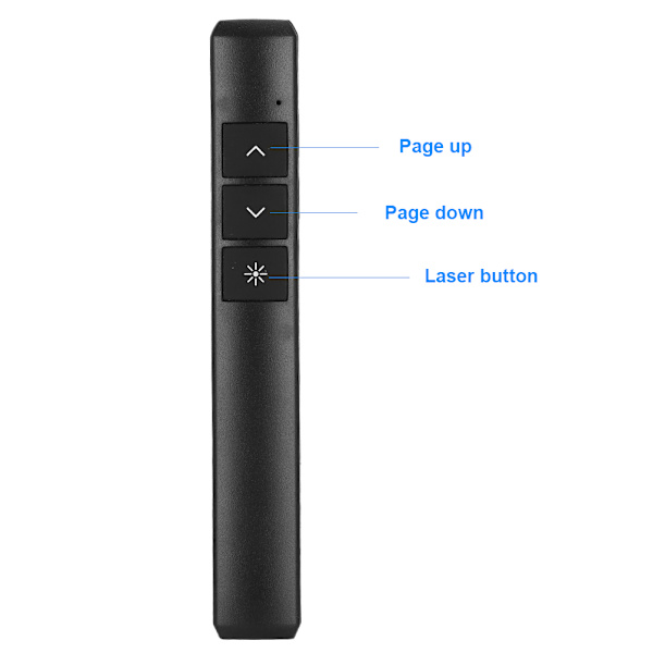 PP932 Trådløs peker PPT sidevending penn laser presentatør USB fjernkontroll presentasjonspennSvart