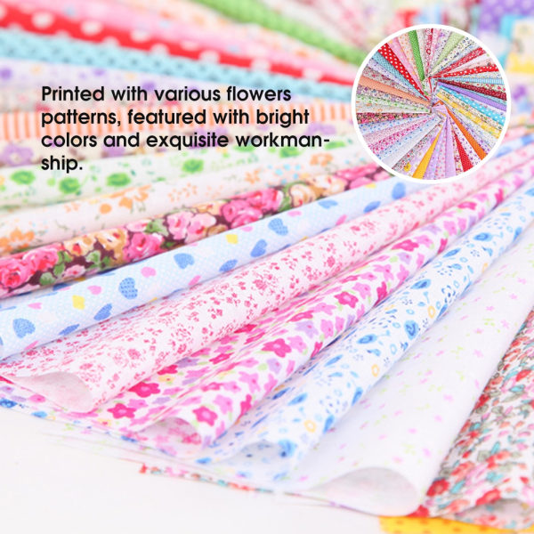 100 st Square Patch Work Printed Olika mönster Klädtillbehör för DIY-sömnad
