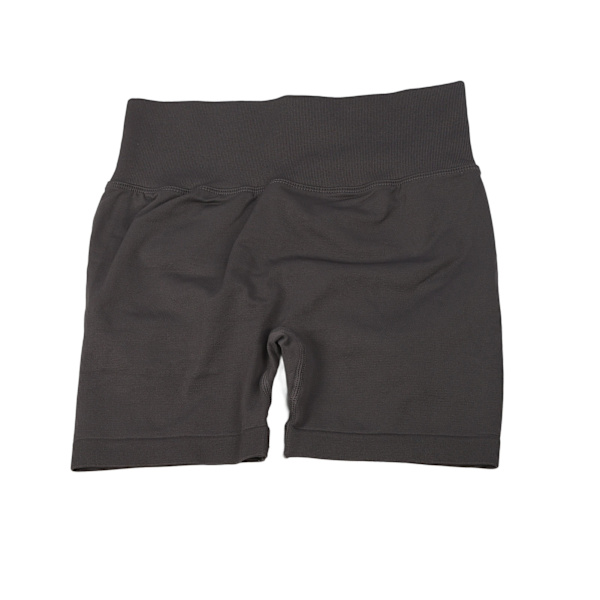 Kvinnor Hög midja Höftlyft Yoga Shorts Mjuk Elastisk Gym Löp Magkontroll Träningsshorts Blå Grå L