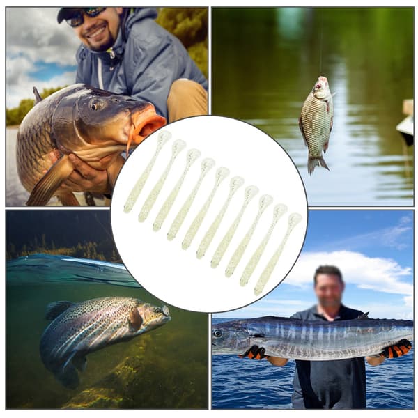 AR41 10 stk. 75 mm T-hale Bløde Orm Kunstige Agns Fiskegrej Tilbehør Sølv