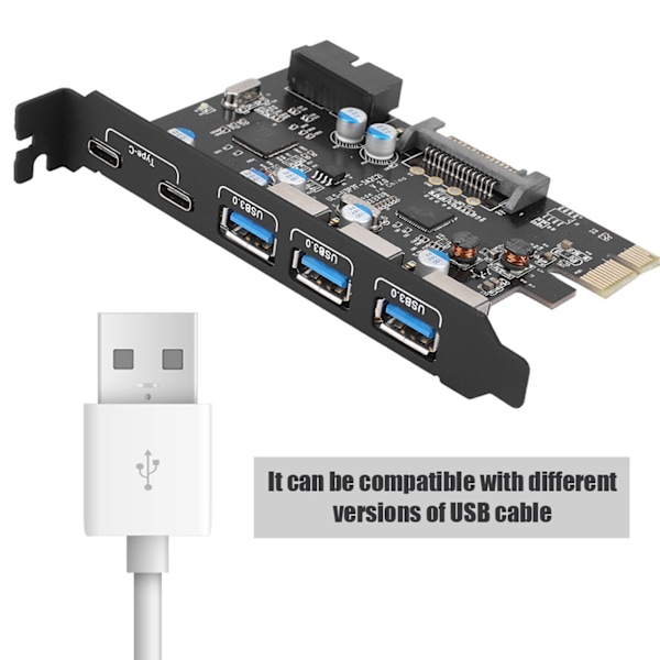 Monitoiminen PCB 5-porttinen TypeC-PCIe-laajennuskortti PCIe-sovitinkortti