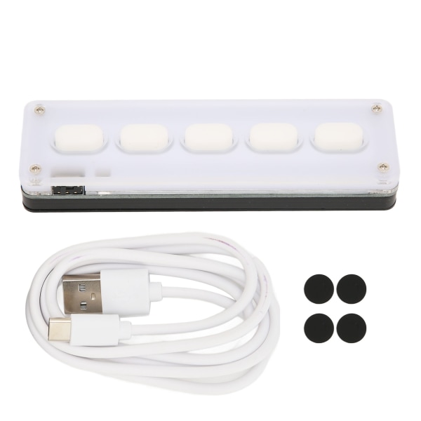 Programmerbart tastatur 5 taster Kablet USB Trådløs Bluetooth Dual Mode Mini Silikon Mute DIY Programmerbart Gaming Keyboard Hvit