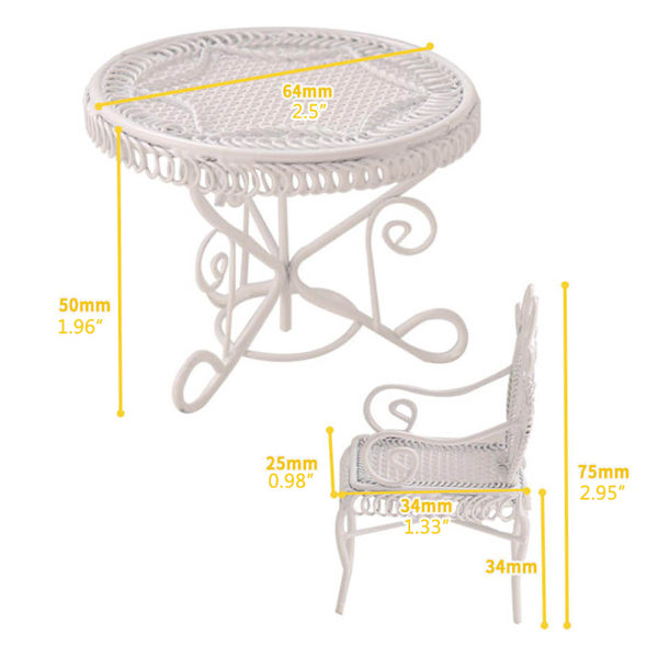 1/12 Skala Miniature Spisebord Sæt Dukkehus Møbler Sæt Miniature Bord Stole Dekoration Tilbehør til Køkken Stue