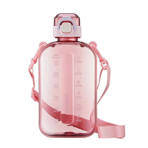 Sportvattenflaska med Snodd 750ml Stor Kapacitet BPA-Fri Plast Vattenkopp Portabel Dryckesflaska Utomhus Resekittel Rosa