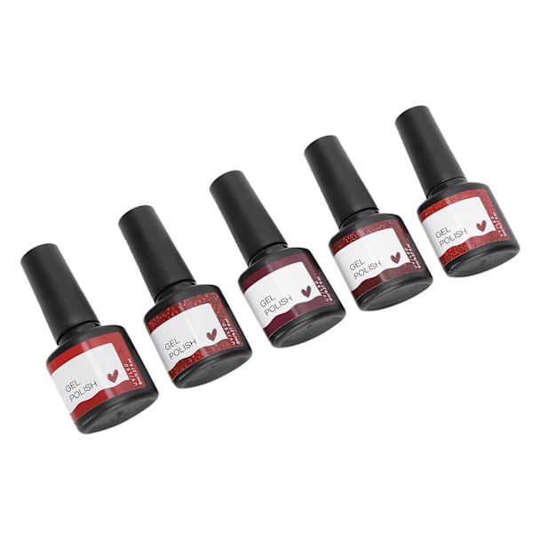 Red Series Nail Art UV-geelilakka Shiny Soak Off Gel Polish Set manikyyrityökalu 5kpl x 8ml